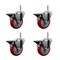 Service Caster 4 Inch Red Polyurethane Wheel Swivel 58 Inch Threaded Stem Caster Set with Brake SCC SCC-TS20S414-PPUB-RED-PLB-58212-4 - alternate 1
